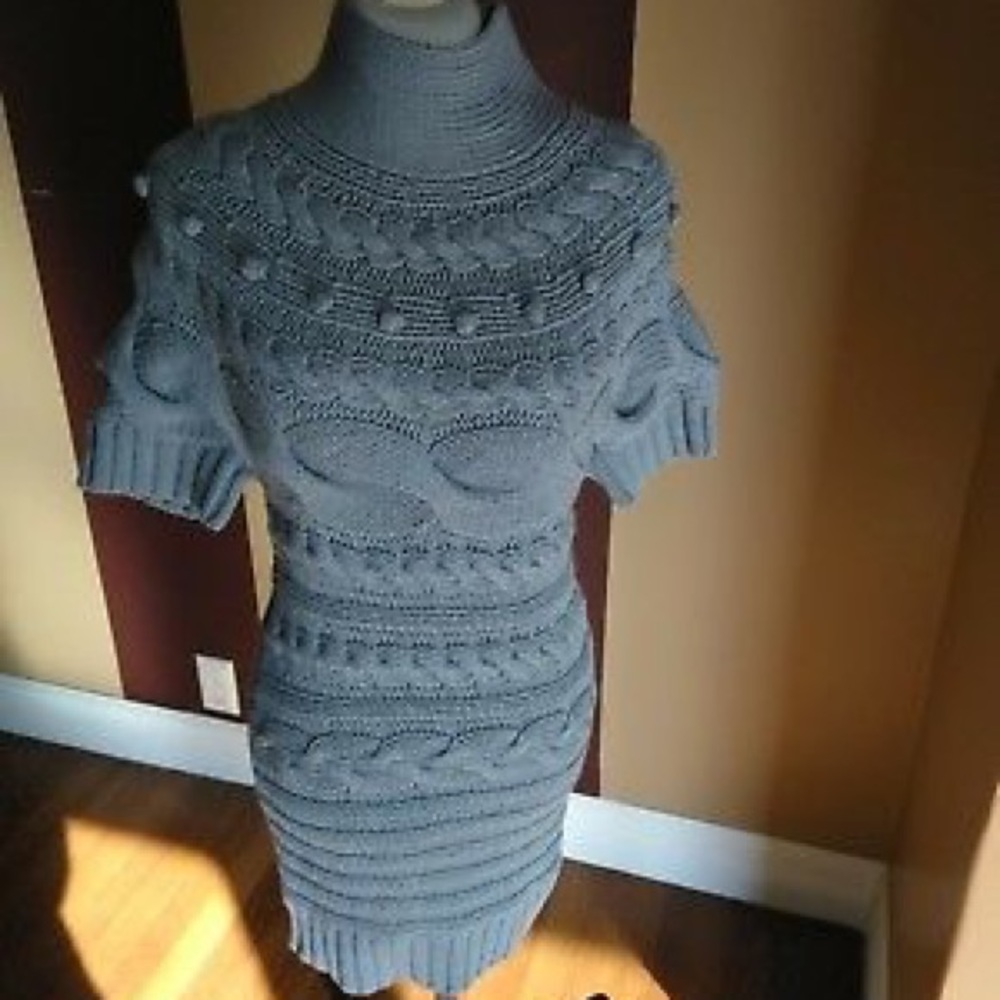 Kensie Cable Knit Sweater Dress w/mock turtleneck